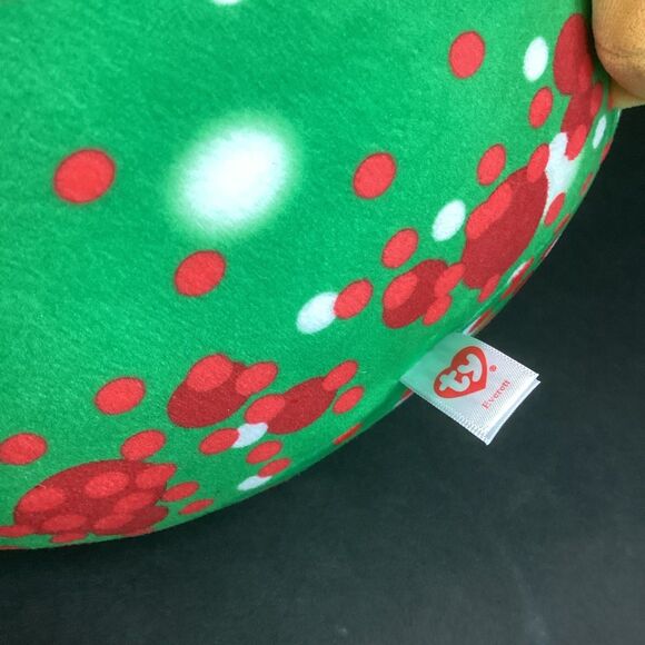 TY Squishy Beanies Everett - Puppy Dog Christmas - With Tag - Tan/Green w/Spots - Picture 8 of 8